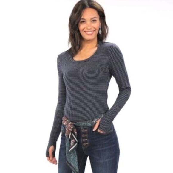 Cabi Wonder Striped Tee Blue - Picture 1 of 7